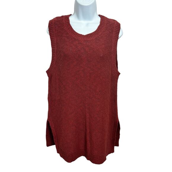 Ann Taylor LOFT Sleeveless Sweater Sz XL Rust Neutral Chunky Vest Long Top New - Picture 6 of 7